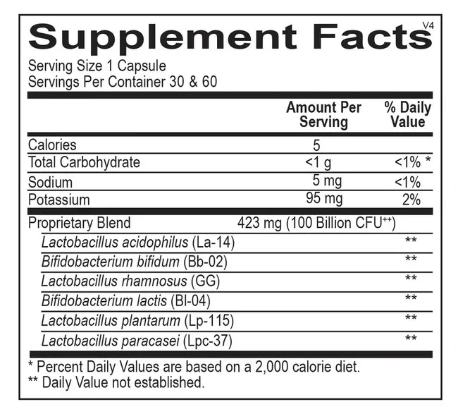 Ortho Biotic Probiotic Digestive Gut Health Capsules 60-Count