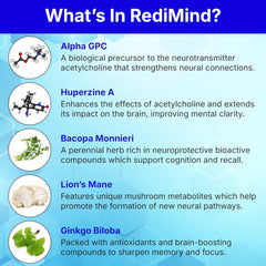 RediMind – Natural Brain Booster & Memory Support (Vegan, 30 Capsules)