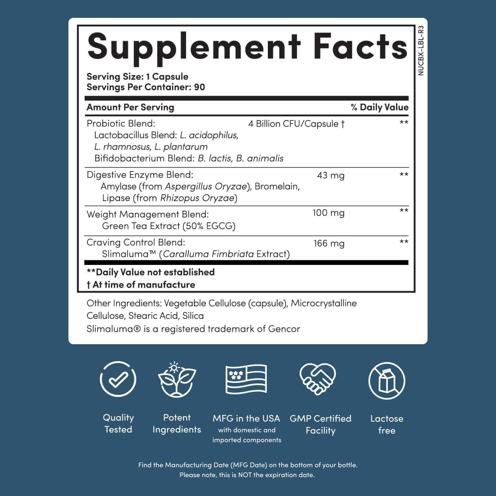 Nucific Bio-X4 4-in-1 Probiotic Digestive Weight Support 90 Capsules