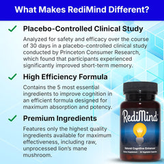 RediMind – Natural Brain Booster & Memory Support (Vegan, 30 Capsules)