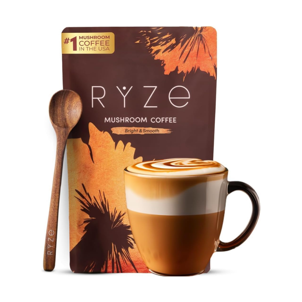 RYZE Mushroom Coffee 6 Adaptogenic Mushrooms Organic Instant Coffee