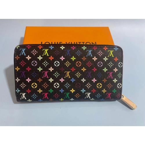Louis Vuitton Monogram Multicolor Takashi Murakami Zippy Wallet Black