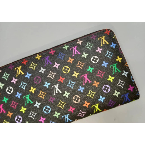 Louis Vuitton Monogram Multicolor Takashi Murakami Zippy Wallet Black