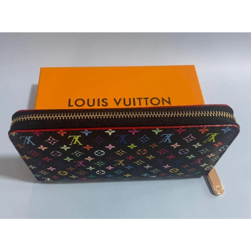 Louis Vuitton Monogram Multicolor Takashi Murakami Zippy Wallet Black