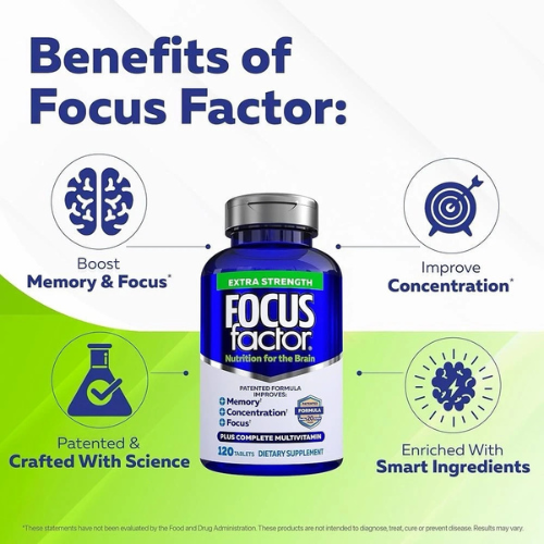 Focus Factor Adults Extra Strength Brain Supplement Tablets 120ct