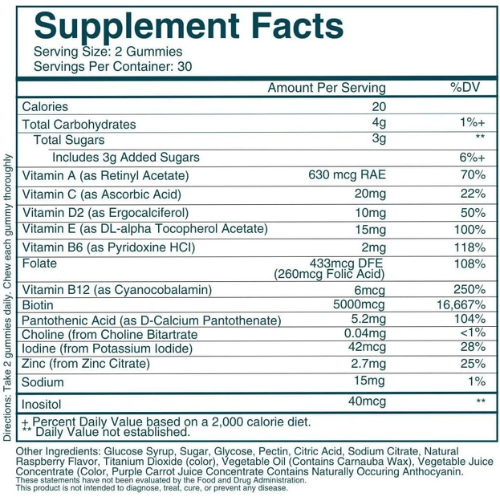 Hair Skin and Nails Vegan Biotin Gummies