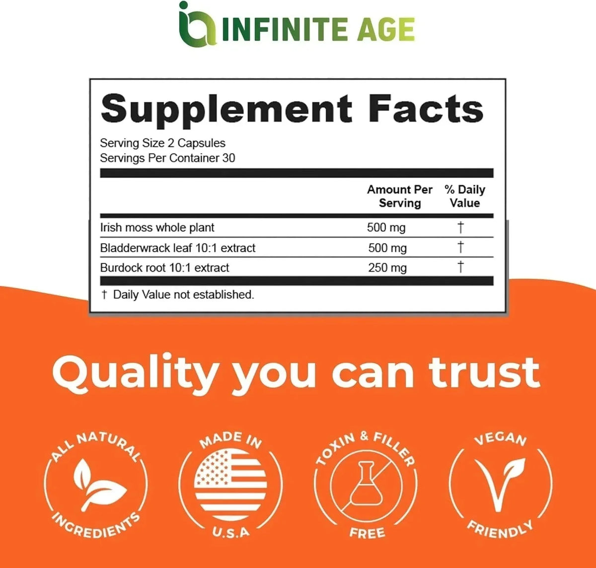 Infinite Age Sea Moss Advanced High-Potency Vegan Superfood Capsules 60ct