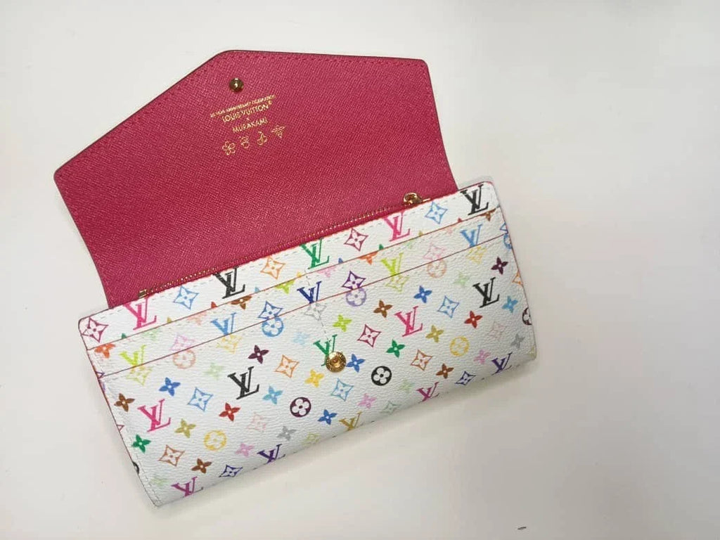 Louis Vuitton Monogram Multicolor Takashi Murakami Sarah Long Wallet White