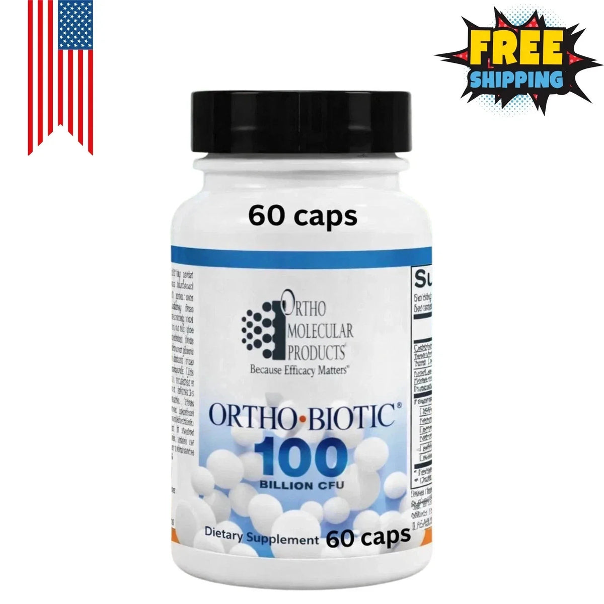 Ortho Biotic Probiotic Digestive Gut Health Capsules 60-Count