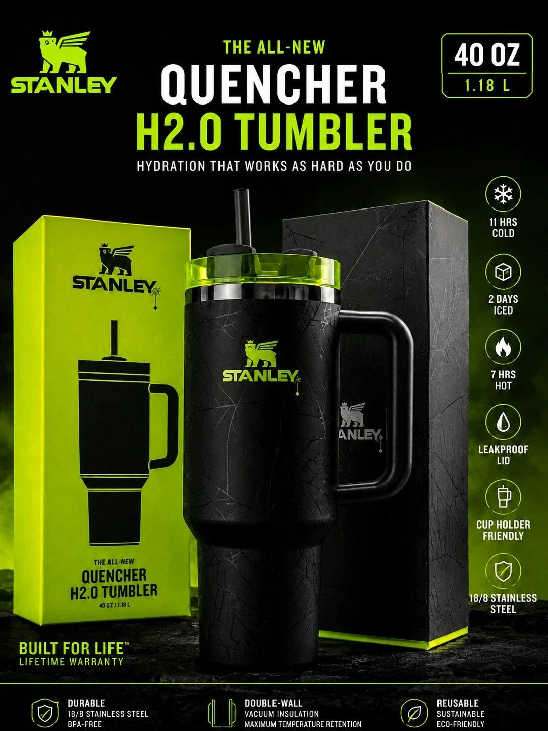 Stanley Halloween Web Glow Quencher H2.0 FlowState Tumbler 1.18L