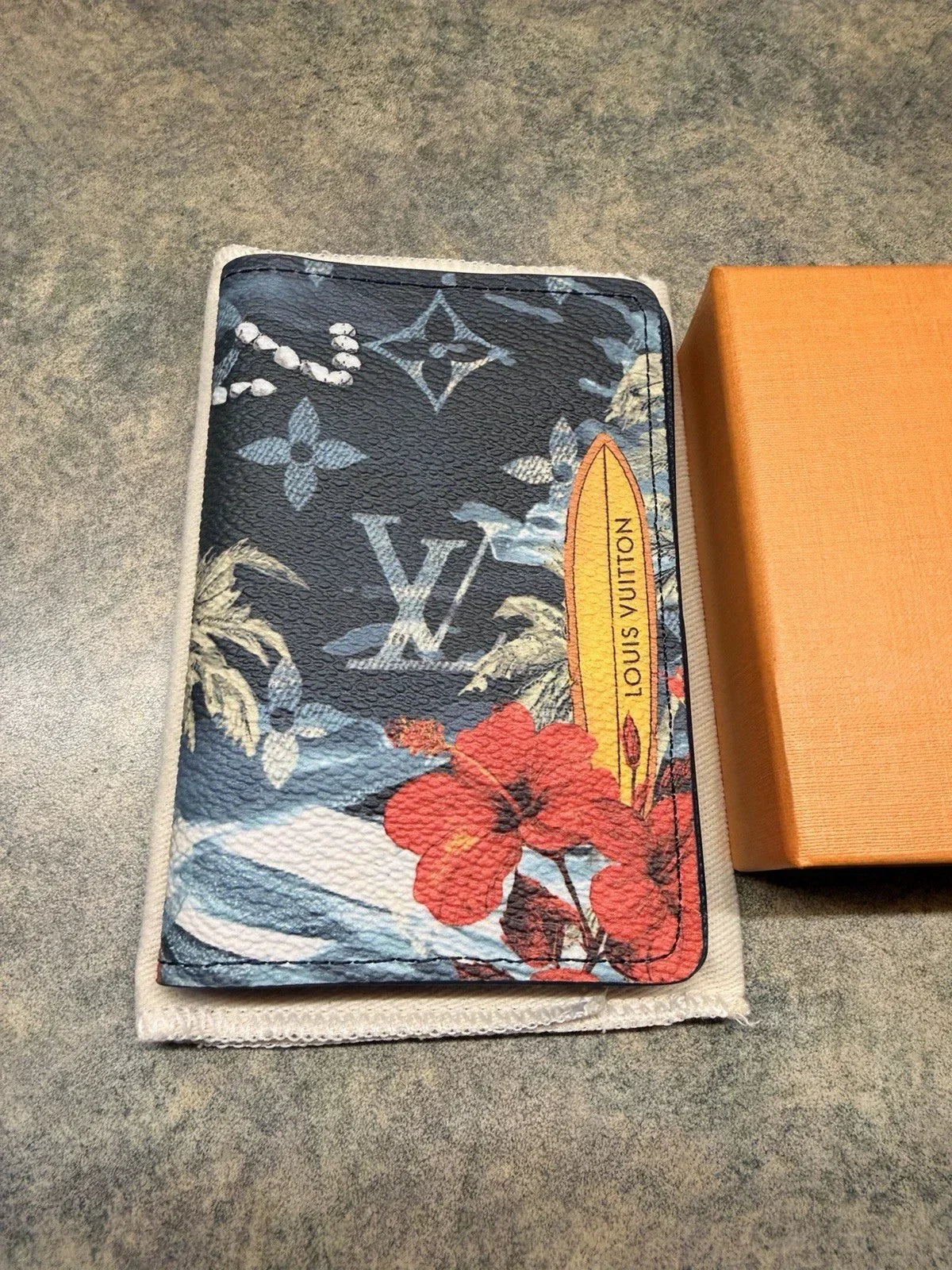 Louis Vuitton Monogram Surfin' Pocket Organizer Blue Wallet M83498