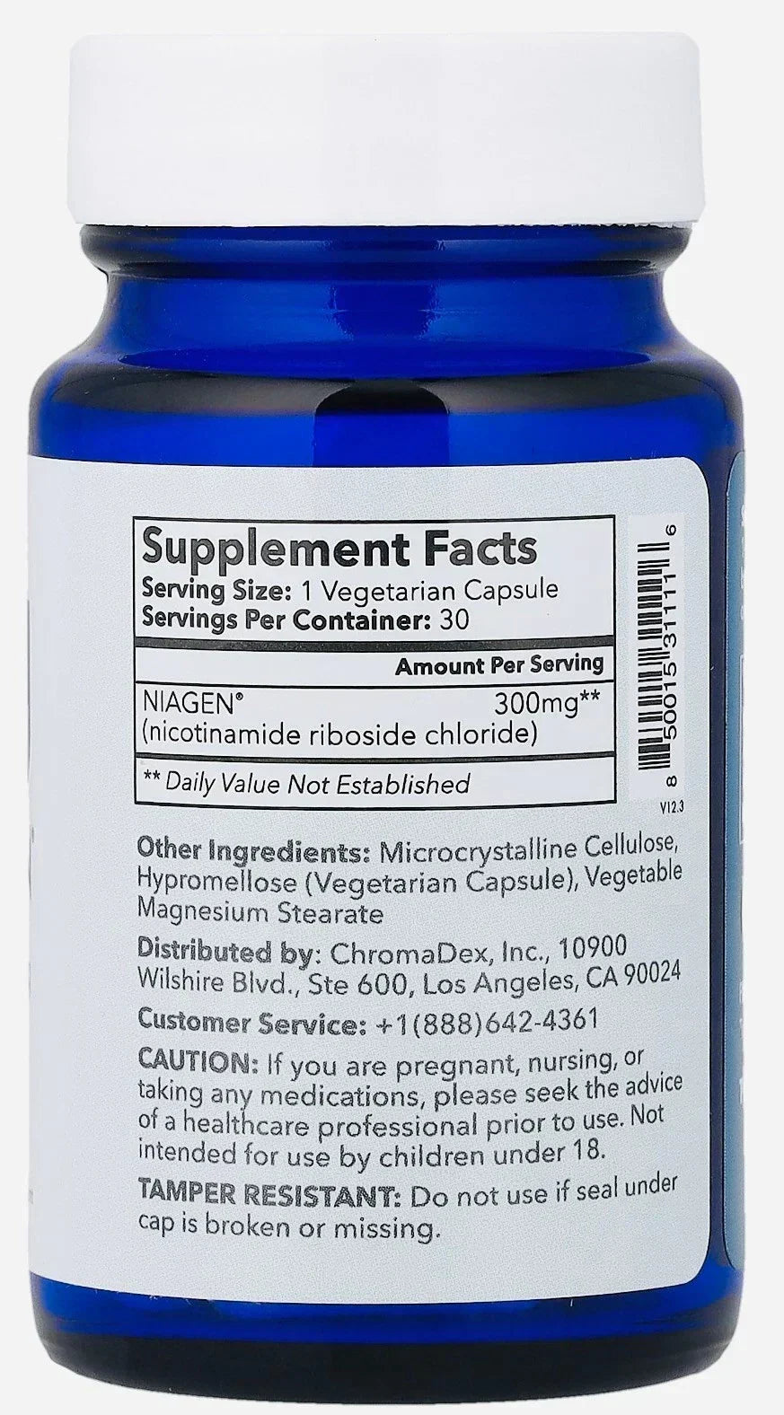 Tru Niagen NAD+ Supplement 300mg Vegetarian Capsules 30ct