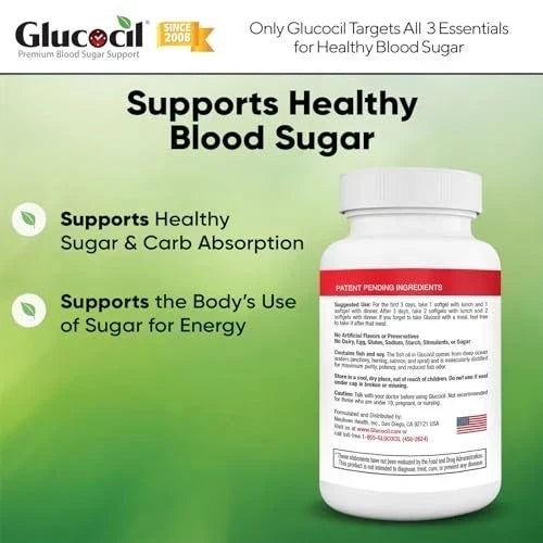 Glucocil 30-Day Supply Blood Sugar Support Supplement 120CT